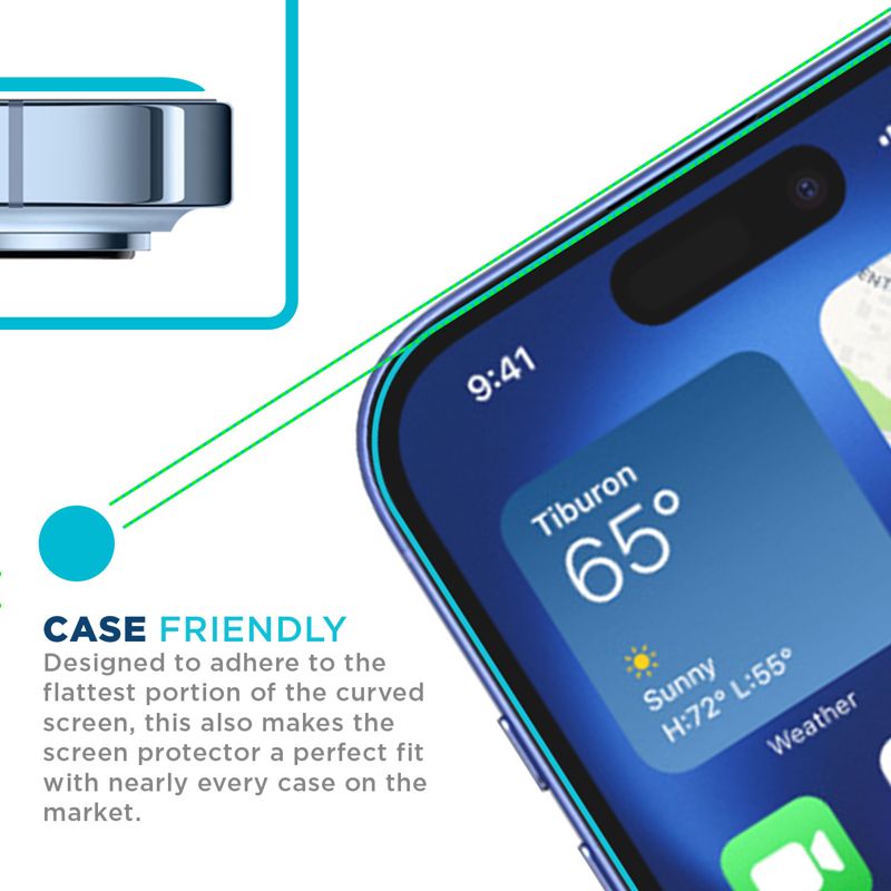 Tech Armor Screen Protector for iPhone 16 Plus - Ballistic Tempered Glass, Case Friendly, Sensor Protection, HD, 9H Hardness, 3 Pack + Bonus Camera Lens Protector