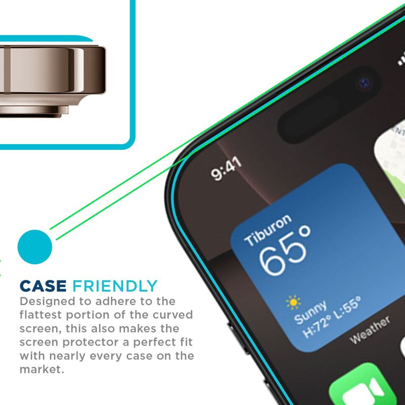 Tech Armor iPhone 16 Pro Screen Protector - Ballistic Tempered Glass, Case Friendly,  3 Pack + Bonus Camera Lens Protector