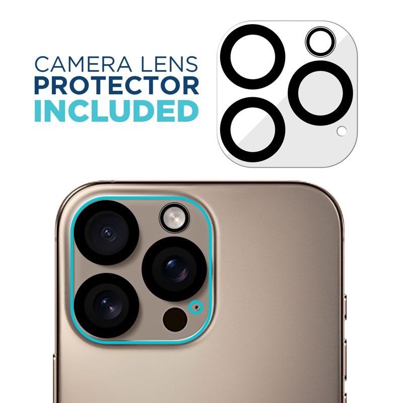 Tech Armor Screen Protector for iPhone 16 Pro Max - Ballistic Tempered Glass, Case Friendly, Sensor Protection, HD, 9H Hardness, 3 Pack + Bonus Camera Lens Protector