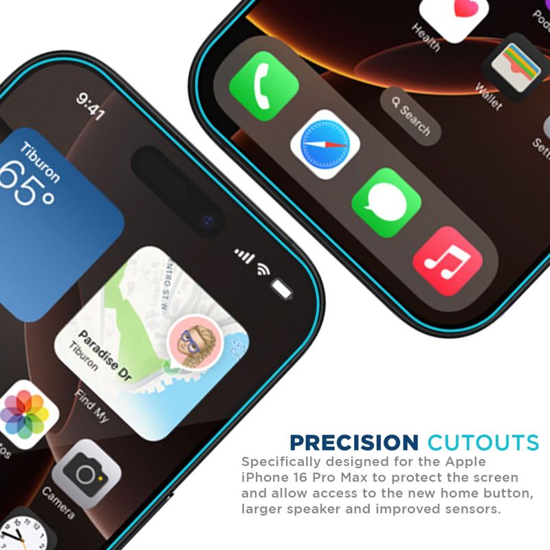 Tech Armor Screen Protector for iPhone 16 Pro Max - Ballistic Tempered Glass, Case Friendly, Sensor Protection, HD, 9H Hardness, 3 Pack + Bonus Camera Lens Protector