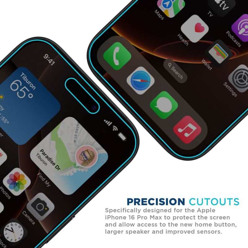 Tech Armor Privacy Screen Protector for iPhone 16 Pro Max - Ballistic Tempered Glass, Anti-Spy, Case Friendly, Easy Installation, Bubble Free, Touch Support, 1 Pack
