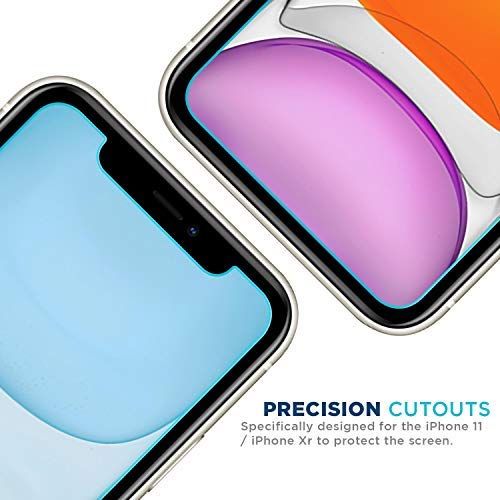 Tech Armor for iPhone 11 / XR Carbon Fiber Case + Ballistic Glass Screen Protector, Matte Black Lightweight, Protective Case with Alignment Tray & Cleaning Kit - 1 Pack