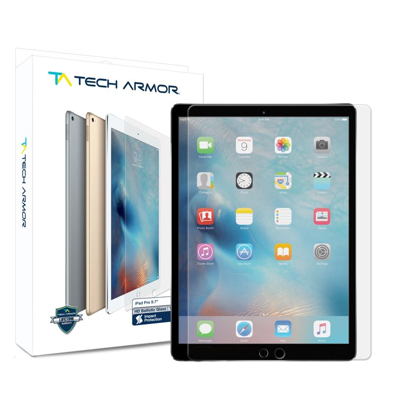 Tech Armor Ballistic Glass Screen Protector Designed for Apple iPad Pro 9.7 Inch ( 2016 and 2017 ) Tempered Glass 1 Pack