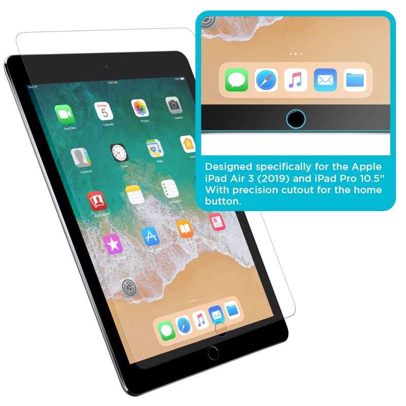 Tech Armor Ballistic Glass Screen Protector Designed for Apple iPad Air 3 (2019) , iPad Pro 10.5 (2017) Inch Tempered Glass 1 Pack
