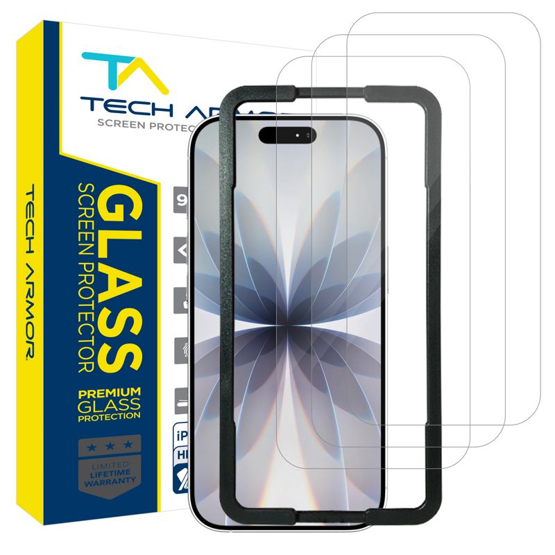 Tech Armor iPhone 17 Screen Protector Glass 6.3 inch - Ballistic Tempered, Case Friendly, 3 Pack