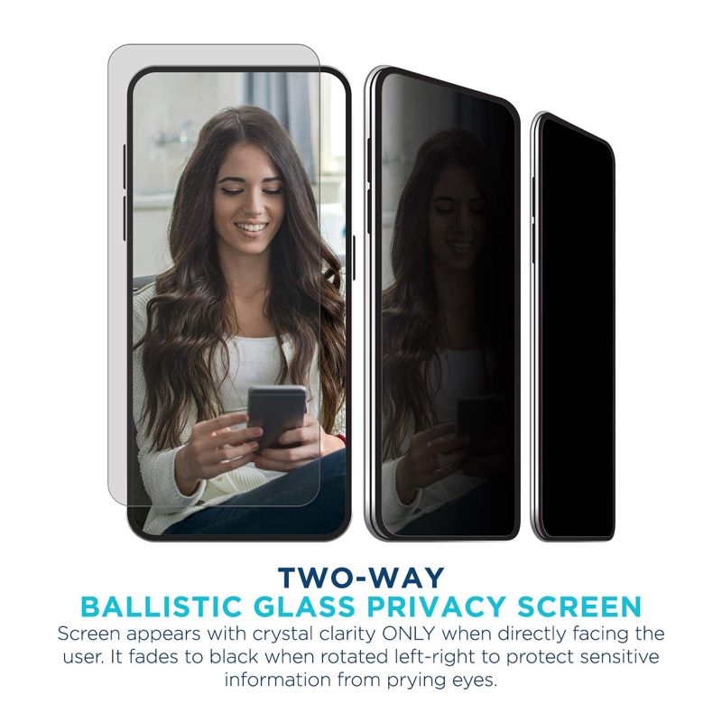 Tech Armor Privacy Ballistic Glass Screen Protector Designed for Apple iPhone 11 Pro , iPhone X and iPhone Xs 5.8 Inch 1 Pack 2019 Tempered Glass