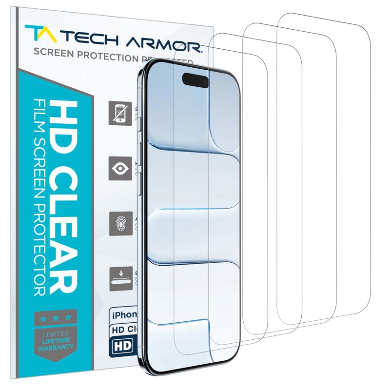 Tech Armor iPhone 17 Air Screen Protector 6.5 inch - HD Clear Film, Crystal Clear Clarity, E, 4 Pack