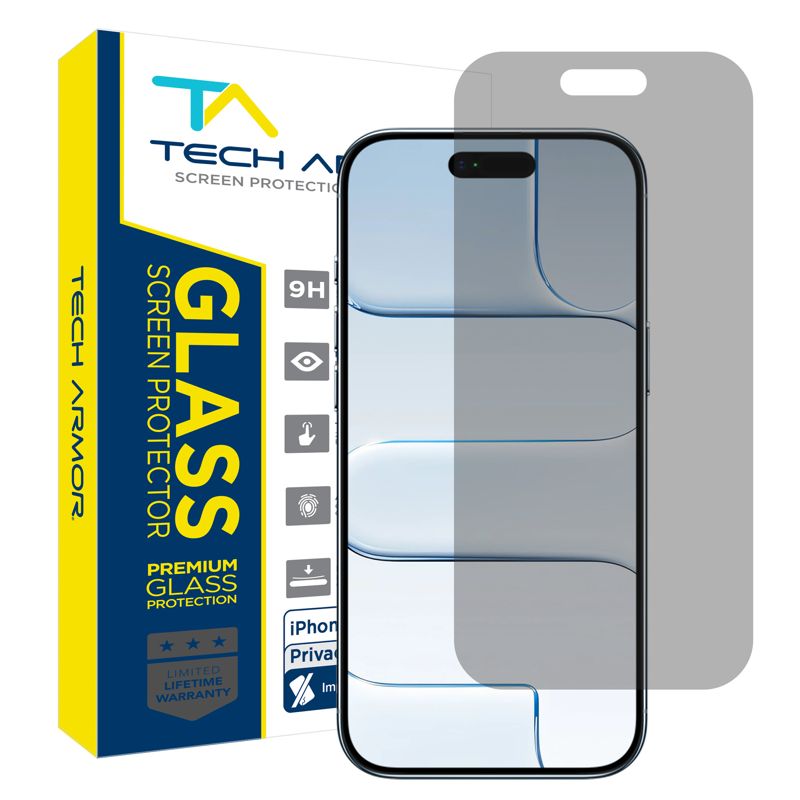 Tech Armor for iPhone Air Screen Protector Privacy Glass 6.5 inch - Ballistic Tempered, Anti-Spy, Case Friendly, Easy Installation, Bubble Free, Touch Support, 1 Pack