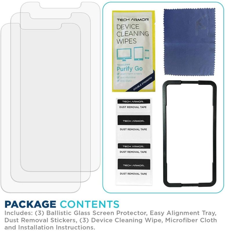 Tech Armor Ballistic Glass Screen Protector Designed for Apple iPhone 11 and iPhone XR 6.1 Inch 3 Pack Tempered Glass 2019