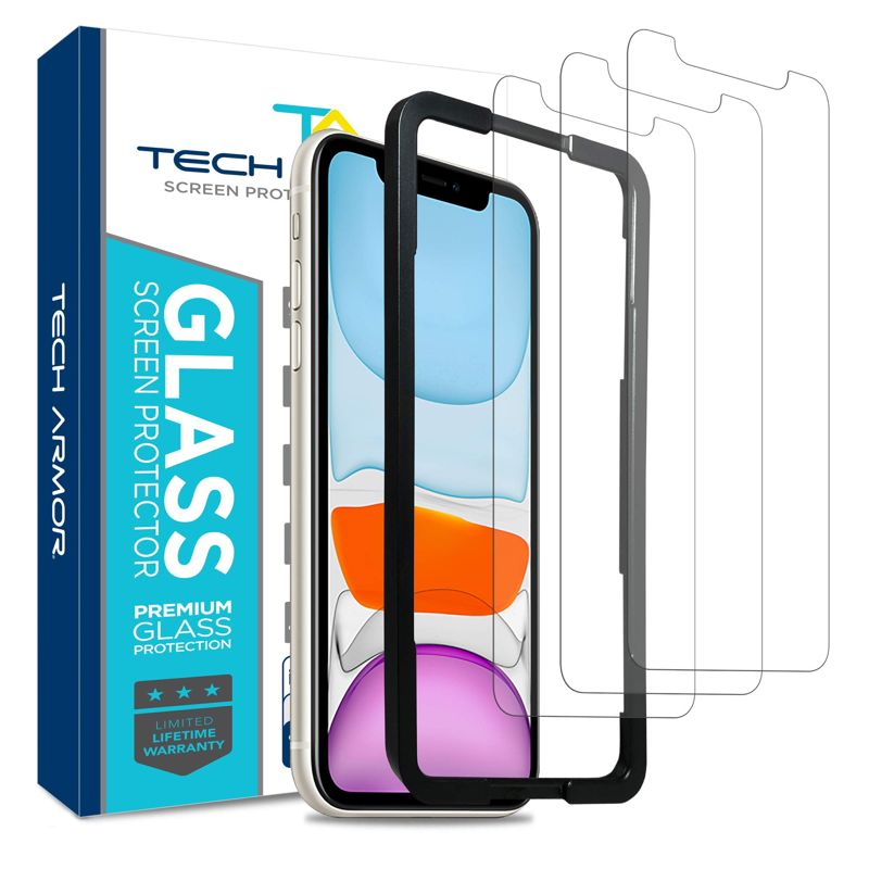 Tech Armor Ballistic Glass Screen Protector Designed for Apple iPhone 11 and iPhone XR 6.1 Inch 3 Pack Tempered Glass 2019