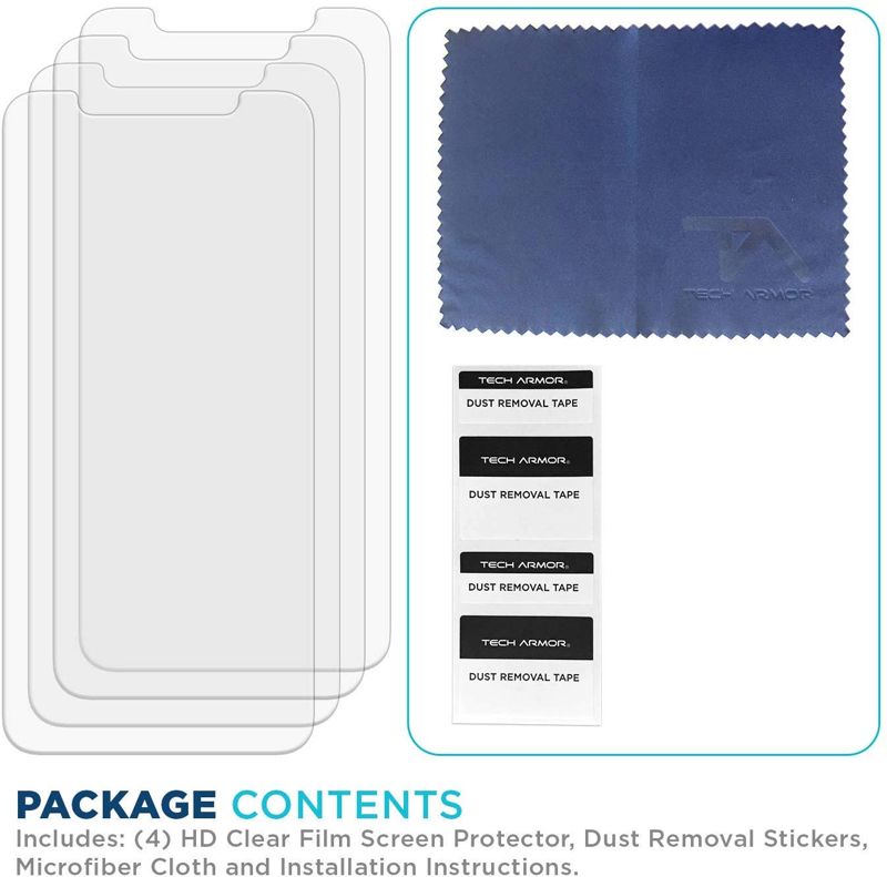 Tech Armor HD Clear Film Screen Protector Designed for Apple iPhone 11 Pro Max and iPhone Xs MAX 6.5 Inch 4 Pack 2019