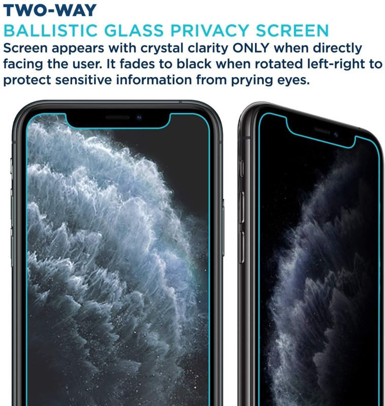 Tech Armor Privacy Ballistic Glass Screen Protector Designed for Apple iPhone 11 Pro Max and iPhone Xs Max 6.5 Inch 1 Pack 2019 Tempered Glass