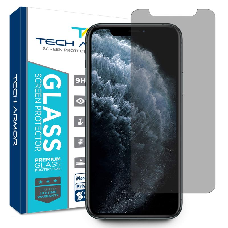 Tech Armor Privacy Ballistic Glass Screen Protector Designed for Apple iPhone 11 Pro Max and iPhone Xs Max 6.5 Inch 1 Pack 2019 Tempered Glass