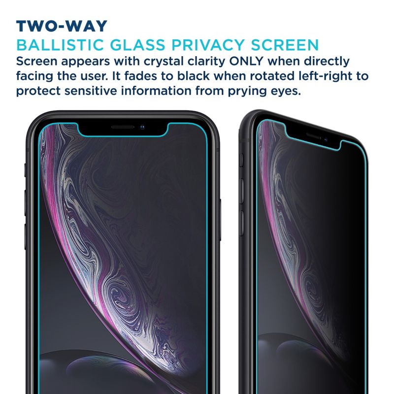 Tech Armor Privacy Ballistic Glass Screen Protector Designed for New Apple iPhone 11 and iPhone Xr 6.1 Inch 1 Pack 2019 Tempered Glass