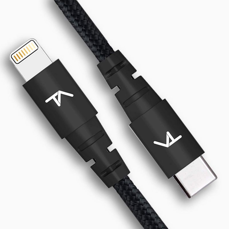 Tech Armor Apple MFi Certified 6 FT USB C to Lightning Sync/Charge Cable Compatible with iPhone, iPad, MacBook and iPod, Supports Fast Charge (with Type C Chargers), Black [1 - Pack]