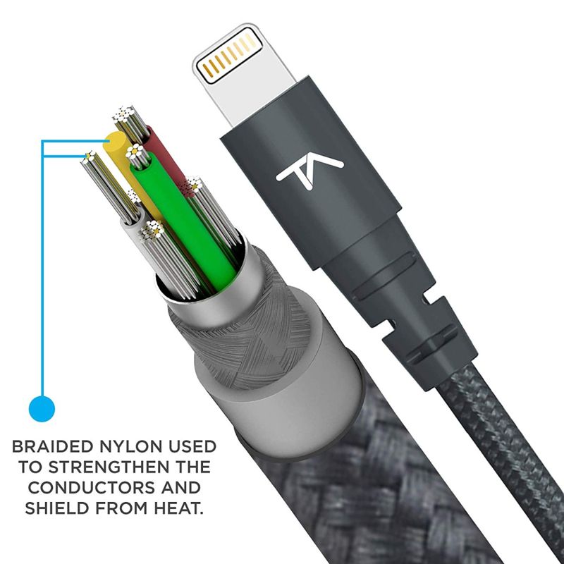 Tech Armor Apple MFi Certified 6 FT USB C to Lightning Sync/Charge Cable Compatible with iPhone, iPad, MacBook and iPod, Supports Fast Charge (with Type C Chargers), Black [1 - Pack]