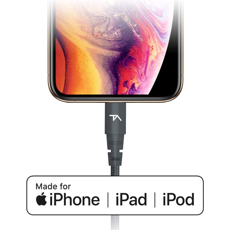 Tech Armor Apple MFi Certified 6 FT USB C to Lightning Sync/Charge Cable Compatible with iPhone, iPad, MacBook and iPod, Supports Fast Charge (with Type C Chargers), Black [1 - Pack]