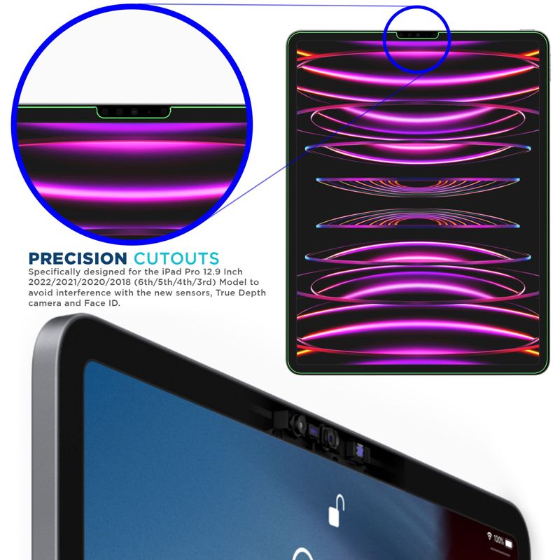 Tech Armor Ballistic Glass Screen Protector Designed for Apple NEW iPad Pro 12.9-inch 2022, 2021, 2020 and 2018 Tempered Glass 1 Pack