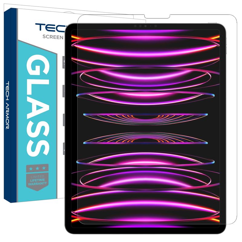 Tech Armor Ballistic Glass Screen Protector Designed for Apple NEW iPad Pro 12.9-inch 2022, 2021, 2020 and 2018 Tempered Glass 1 Pack