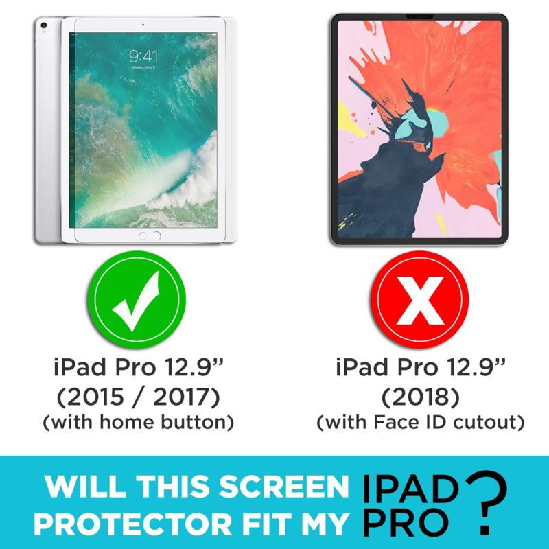 Premium Ballistic Glass Screen Protector for Apple iPad Pro 12.9-inch (2015 and 2017) [1-pack] - NOTE: Not Compatible with 2018, 2020, and 2021 models.