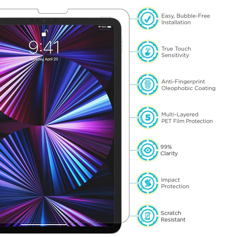 Tech Armor HD Clear Film Screen Protector Designed for Apple NEW iPad Pro 11-inch 2022, 2021 , 2020 , 2018 and iPad Air 5 (2022), iPad Air 4 (2020) - 2 Pack