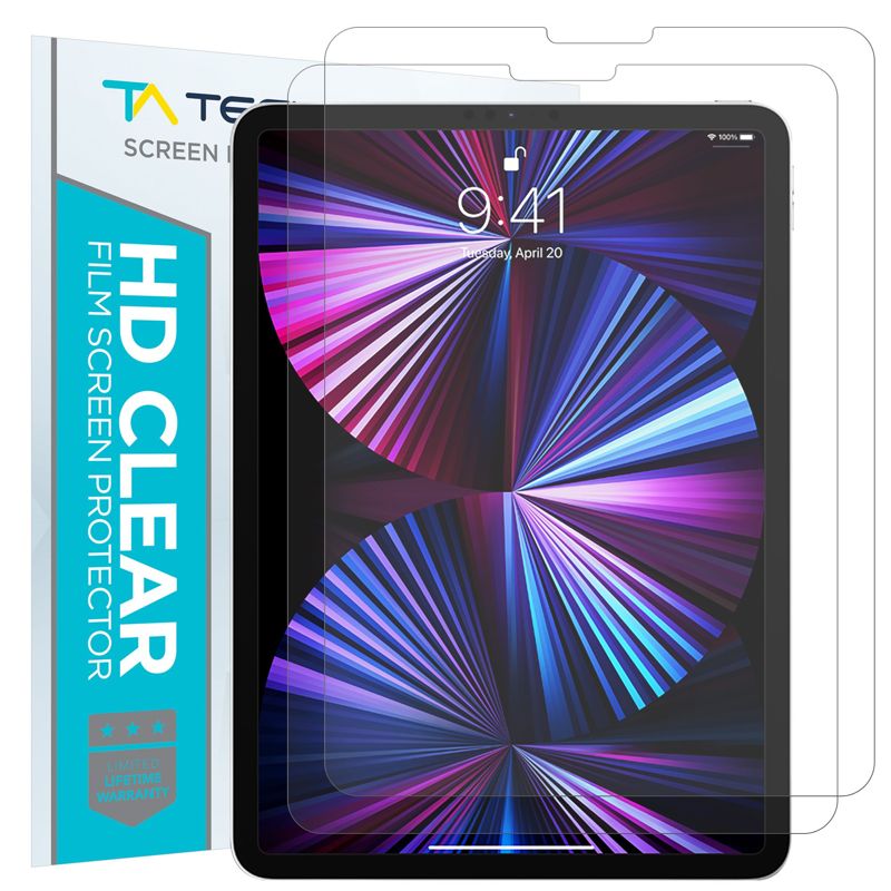 Tech Armor HD Clear Film Screen Protector Designed for Apple NEW iPad Pro 11-inch 2022, 2021 , 2020 , 2018 and iPad Air 5 (2022), iPad Air 4 (2020) - 2 Pack
