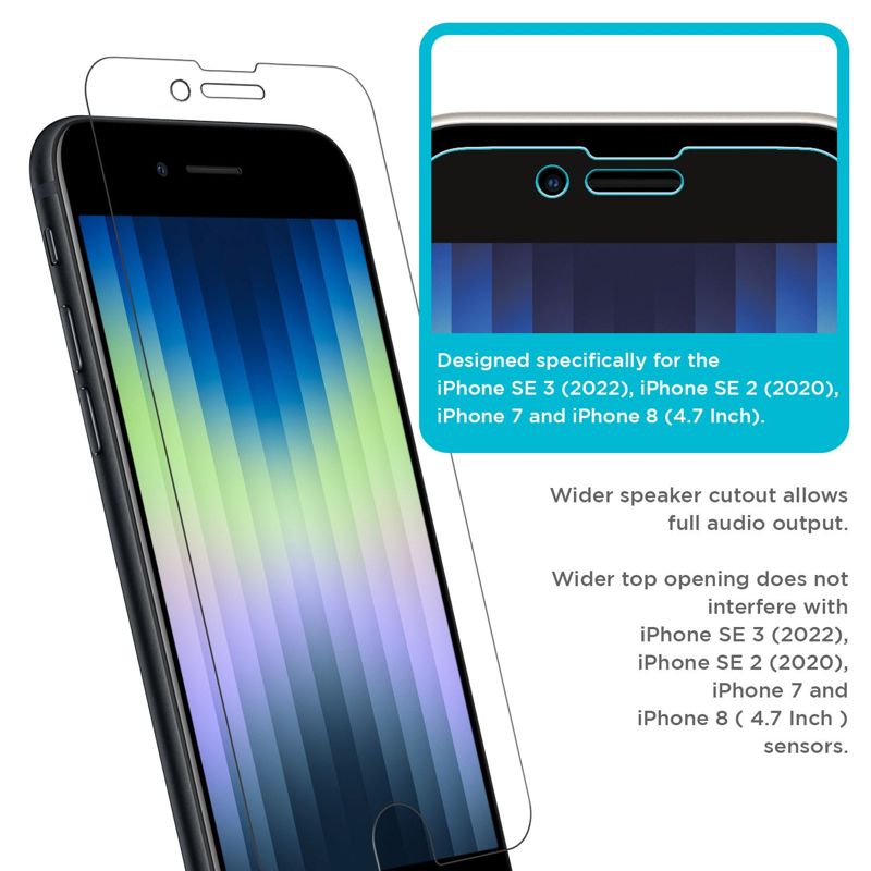 Tech Armor Matte Anti-Glare / Anti Fingerprint Film Screen Protector for Apple iPhone SE 3 (2022), iPhone Se 2 (2020) , iPhone 7 and iPhone 8 ( 4.7 Inch ) 3 Pack