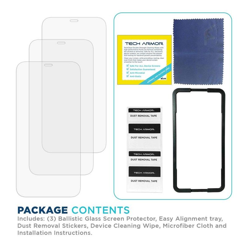 Tech Armor Ballistic Glass Screen Protector Designed for Apple NEW iPhone 12 mini 5.4 Inch 3 Pack Tempered Glass 2020