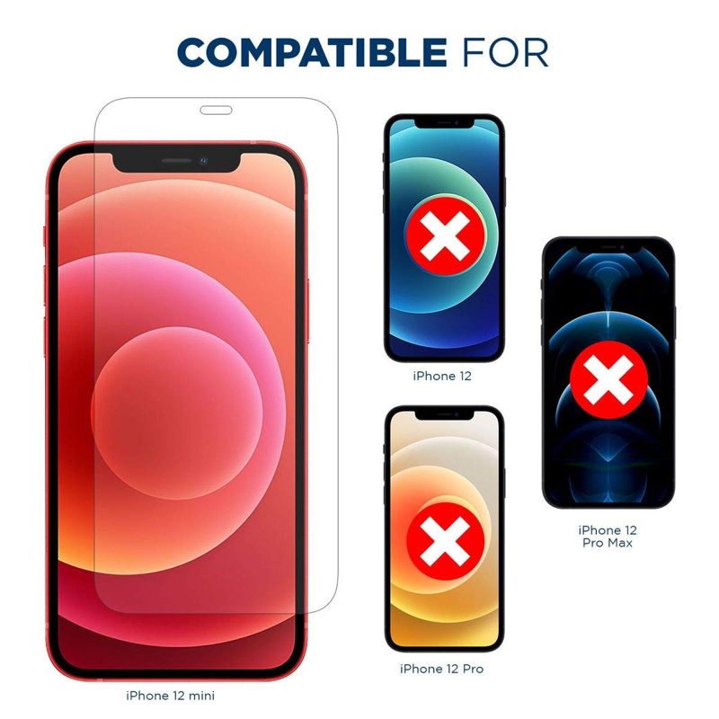 Tech Armor Ballistic Glass Screen Protector Designed for Apple NEW iPhone 12 mini 5.4 Inch 3 Pack Tempered Glass 2020
