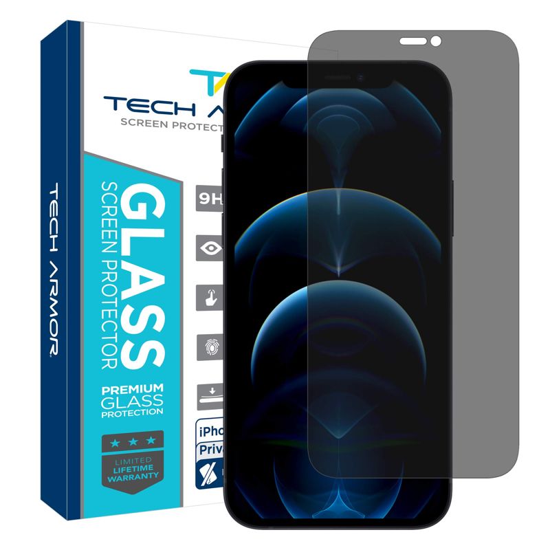Tech Armor Privacy Ballistic Glass Screen Protector Designed for Apple iPhone 12 Pro Max 6.7 Inch 1 Pack 2020