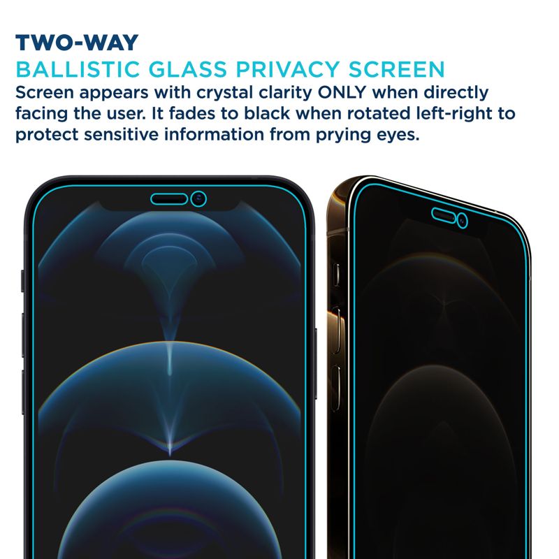 Tech Armor Privacy Ballistic Glass Screen Protector Designed for Apple iPhone 12 Pro Max 6.7 Inch 1 Pack 2020