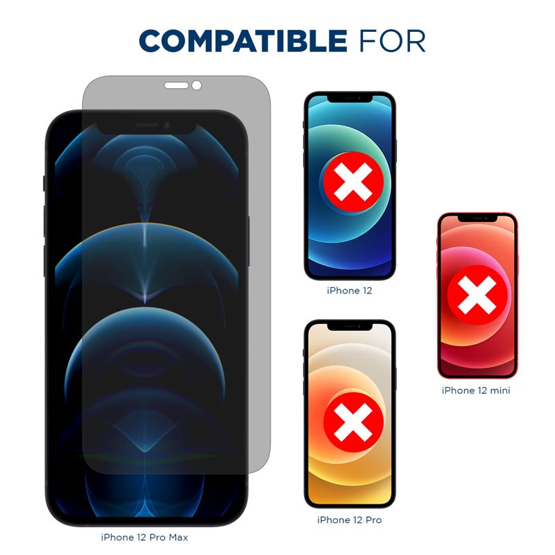 Tech Armor Privacy Ballistic Glass Screen Protector Designed for Apple iPhone 12 Pro Max 6.7 Inch 1 Pack 2020