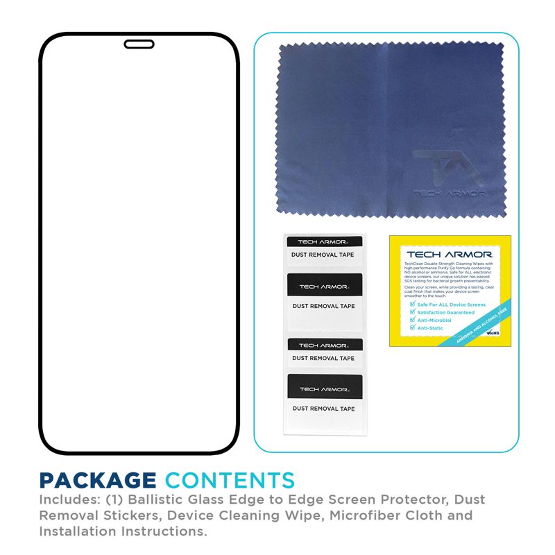 Tech Armor Edge to Edge Glass Screen Protector for Apple NEW iPhone 12 Pro Max 6.7 Inch 1 Pack Tempered Glass Full Protection 2020