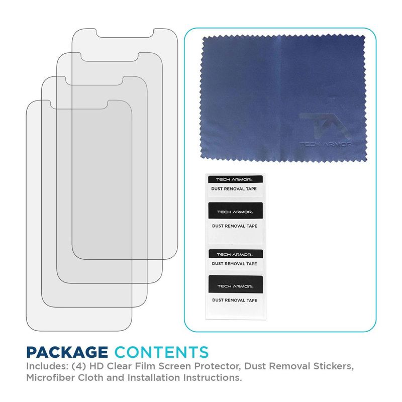 Tech Armor HD Clear Film Screen Protector Designed for Apple iPhone 12 Pro Max 6.7 Inch 4 Pack 2020