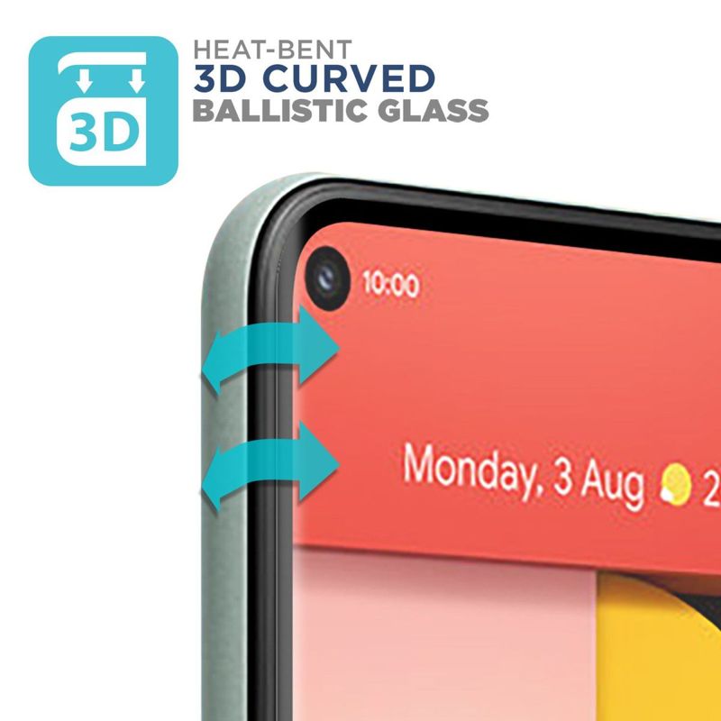 Tech Armor Ballistic Glass 3D Curved Screen Protector Designed for Google Pixel 5 ( 2020 ) 1 Pack Tempered Glass