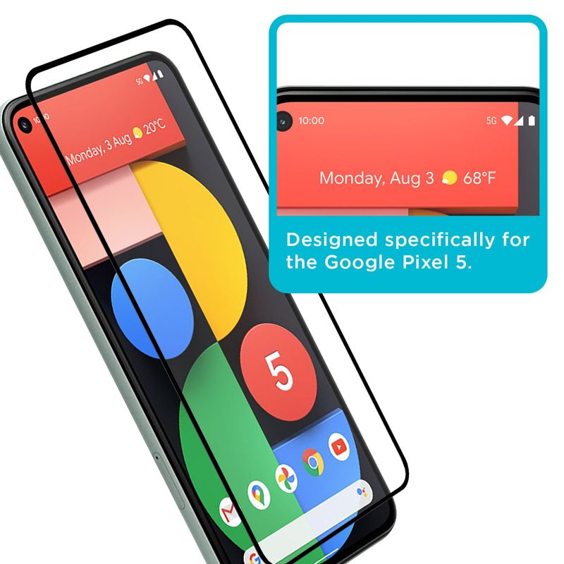 Tech Armor Ballistic Glass 3D Curved Screen Protector Designed for Google Pixel 5 ( 2020 ) 1 Pack Tempered Glass