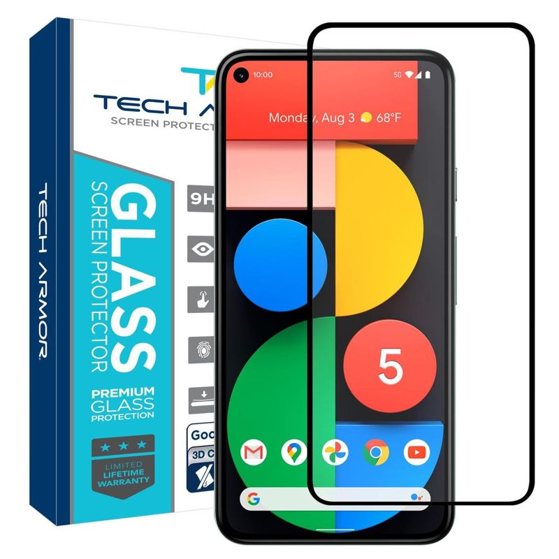 Tech Armor Ballistic Glass 3D Curved Screen Protector Designed for Google Pixel 5 ( 2020 ) 1 Pack Tempered Glass