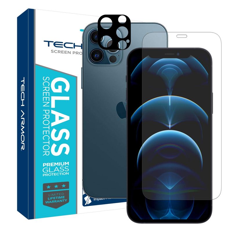 Tech Armor HD Clear Camera Lens Protector and Ballistic Glass Screen Protector Designed For iPhone 12 Pro 6.1 Inch 1 Pack Tempered Glass 2020