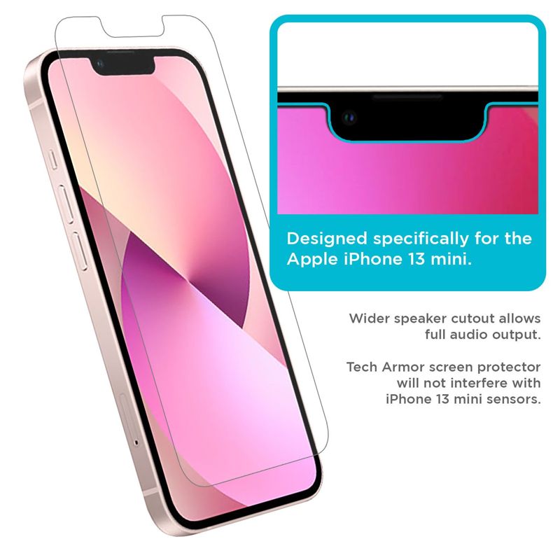 Tech Armor Matte Anti-Glare/Anti-Fingerprint Film Screen Protector for Apple NEW iPhone 13 mini (5.4") - Case-Friendly, Haptic Touch Accurate Designed for New iPhone 13 mini (5.4") 2021 [ 3-Pack ]