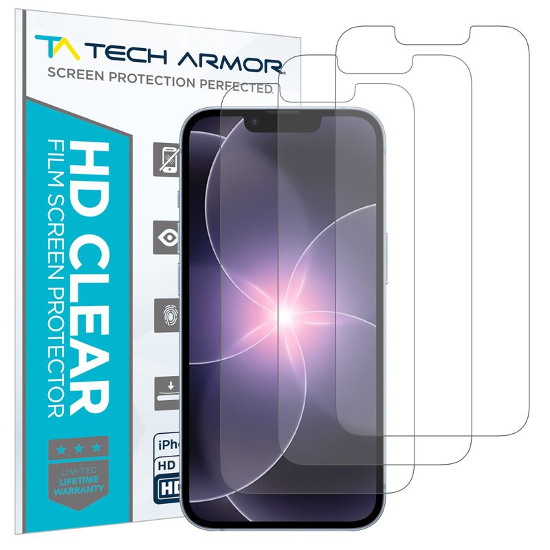 Tech Armor Matte Anti-Glare/Anti-Fingerprint Film Screen Protector Compatible for Apple NEW iPhone 17e, iPhone 16e, 14, 13 and iPhone 13 Pro 6.1 Inch 3 Pack