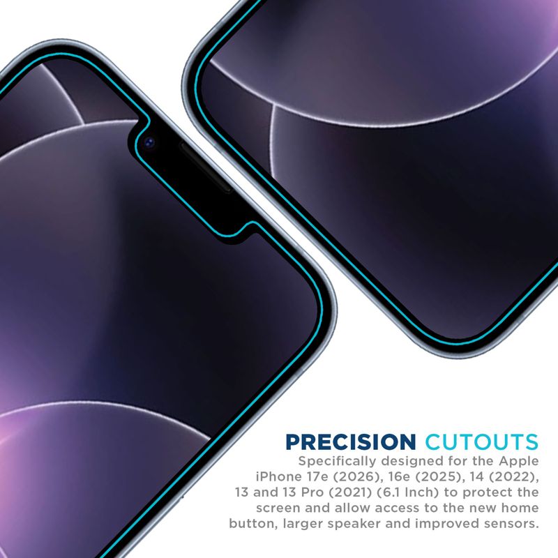 Tech Armor Matte Anti-Glare/Anti-Fingerprint Film Screen Protector Compatible for Apple NEW iPhone 17e, iPhone 16e, 14, 13 and iPhone 13 Pro 6.1 Inch 3 Pack