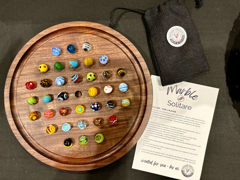 Marble Solitare Game (11 inch - Black Walnut )