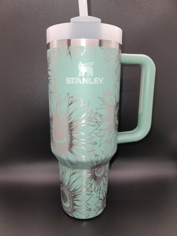 Spring Sunflower Tumbler Engraved Stanley Quencher 40oz (30oz Cream, Sunflower Only)