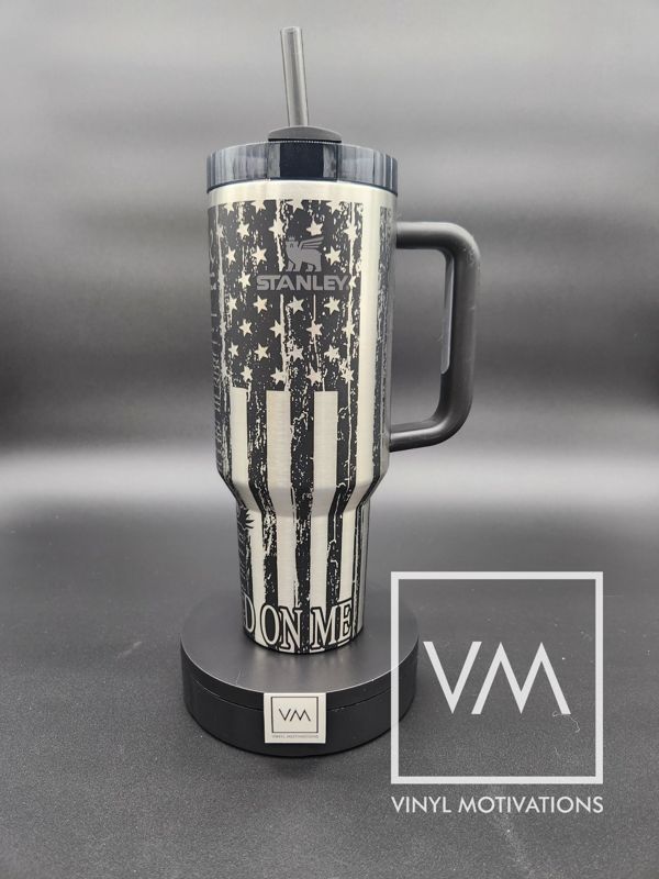 We The People / Don't Tread on Me Tumbler Engraved Stanley Quencher 40oz (Custom-MonogramCream, Roses)