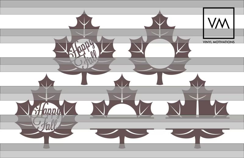 Leaf Monogram Happy Fall / Custom - SVG, Design File