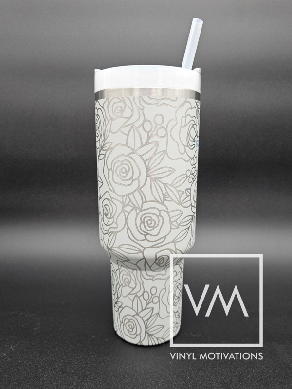 Floral Rose 40oz Tumbler Wrap Design