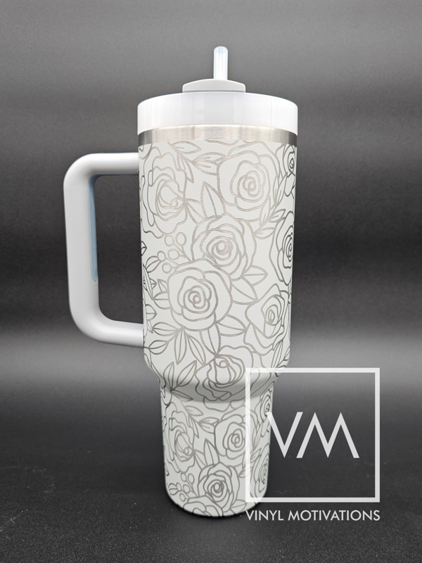 Floral Rose 40oz Tumbler Wrap Design
