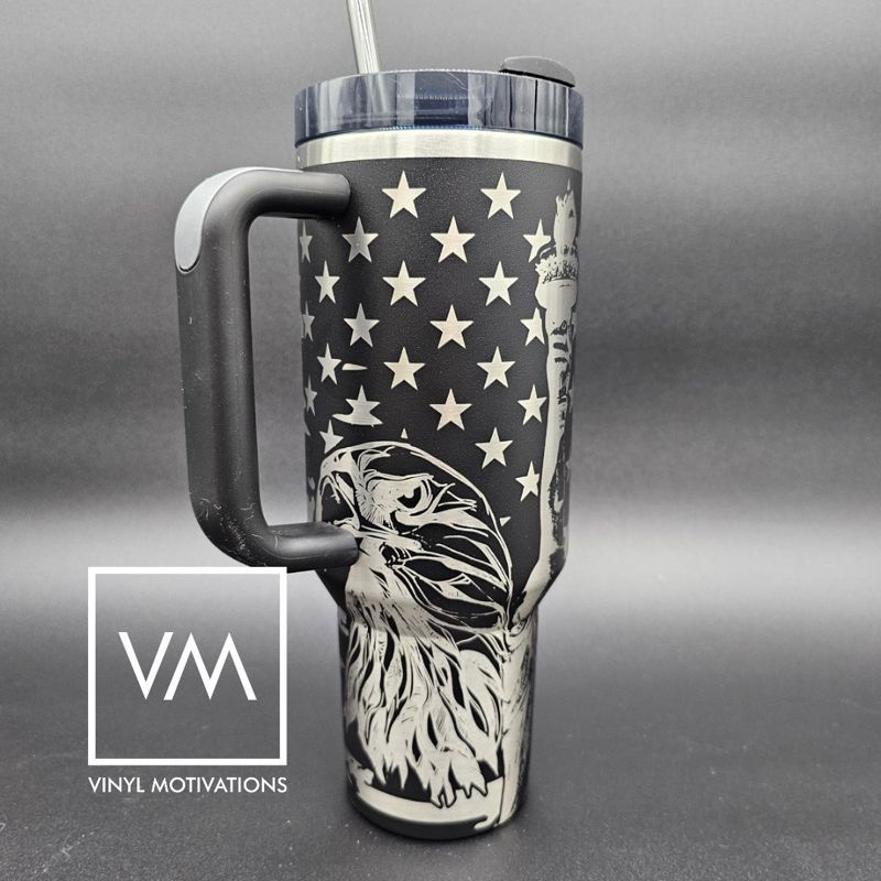 Lady Liberty Tumbler Engraved Stanley Quencher 40oz (30oz Cream)
