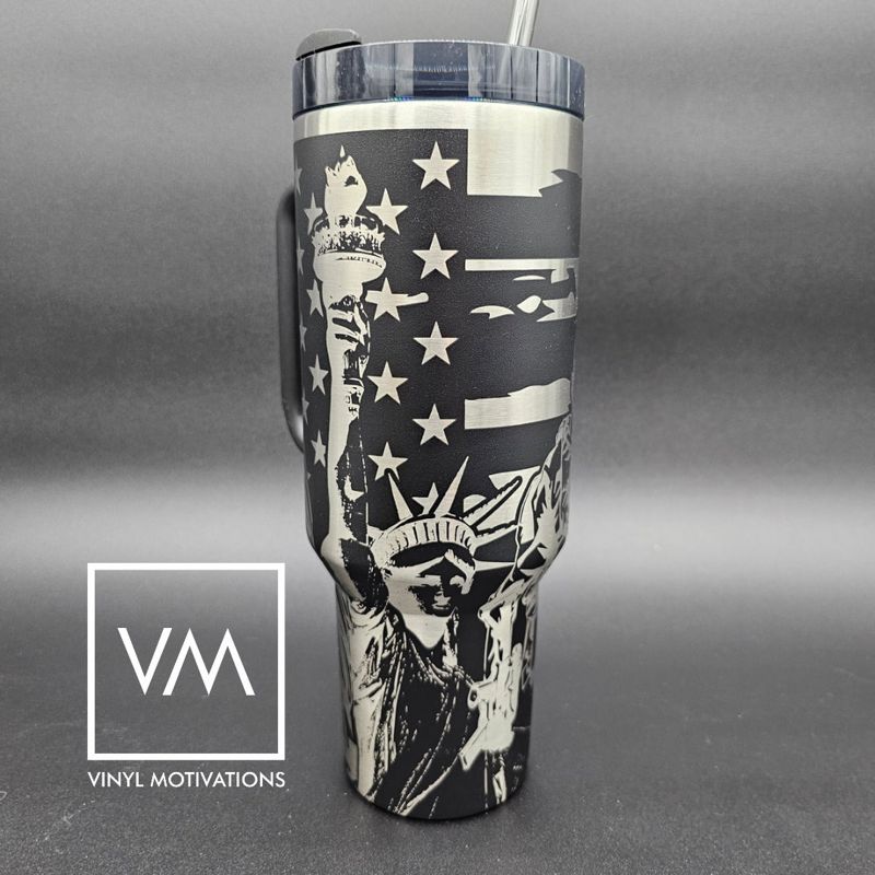 Lady Liberty Tumbler Engraved Stanley Quencher 40oz (30oz Cream)