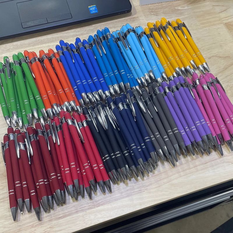 Soft Touch Laser Engraved Stylus Pens (50ct) (Sample Pack (One of Each Color))